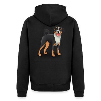 Appenzeller Sennenhund Hund Appenzeller Sennenhund - Unisex Premium Bio Zip Hoodie - Schwarz - Hinten - Nico (187cm)