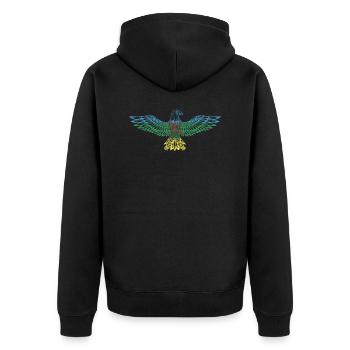 Amazigh Imazighen Flagge Adler Nordafrika Geschenk - Unisex Premium Bio Zip Hoodie - Schwarz - Hinten - Nico (187cm)
