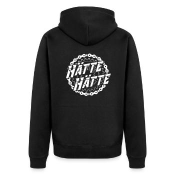 Mountainbike Radfahrer Hätte Hätte Fahrrad kette - Unisex Premium Bio Zip Hoodie - Schwarz - Hinten - Nico (187cm)