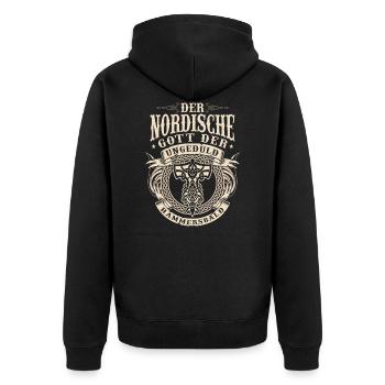 Hammersbald Mythologie nordique Patience impatience - Veste à capuche bio Premium Unisexe - noir - Dos - Nico (187cm)