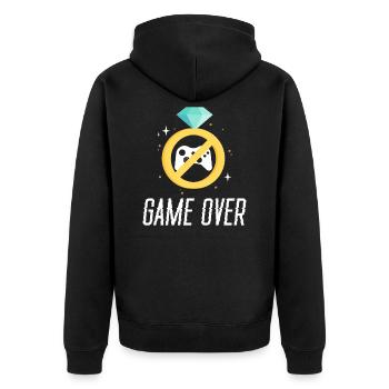 Game over Hochzeit verlobt heirat gamer witzig - Unisex Premium Bio Zip Hoodie - Schwarz - Hinten - Nico (187cm)