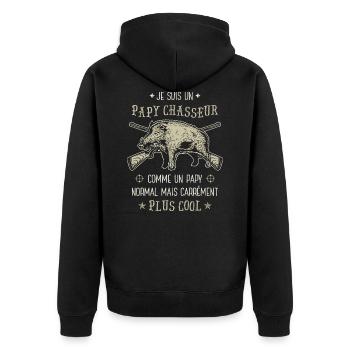 Papy Chasseur Cool Sanglier Chasse Grand Père papi - Veste à capuche bio Premium Unisexe - noir - Dos - Nico (187cm)
