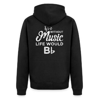 Without music, life would be flat - Unisex Premium Organic Zip Hoodie - black - Back - Nico (187cm)
