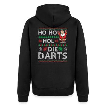 Weihnachten Ho Ho Hol Die Darts Ugly Christmas - Unisex Premium Bio Zip Hoodie - Schwarz - Hinten - Nico (187cm)