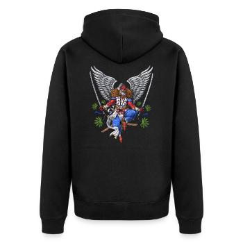 Tengu Japanese Samurai - Unisex Premium Organic Zip Hoodie - black - Back - Nico (187cm)