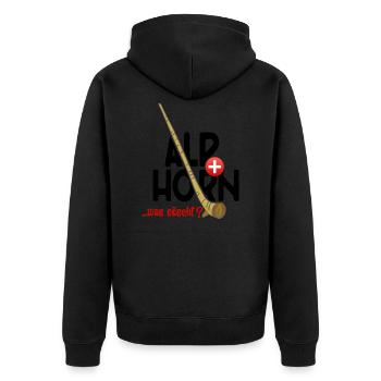 Alphorn Suisse était söscht - Veste à capuche bio Premium Unisexe - noir - Dos - Nico (187cm)