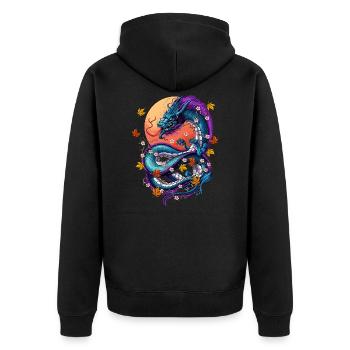 Vaporwave Japanese Dragon - Unisex Premium Organic Zip Hoodie - black - Back - Nico (187cm)
