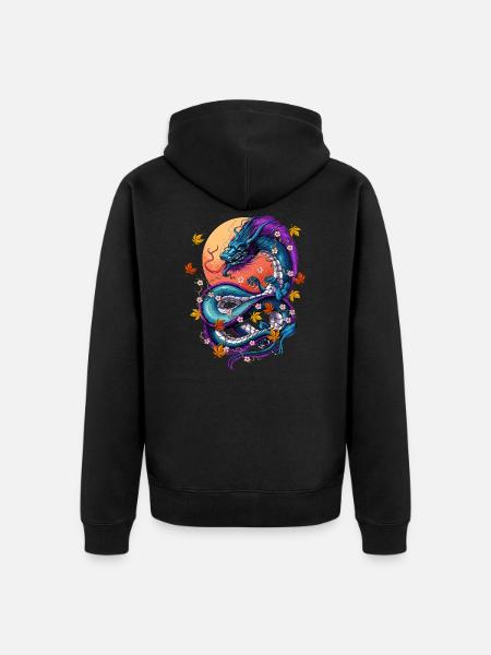 Vaporwave japansk drage - Premium økologisk unisex-hættejakke - sort