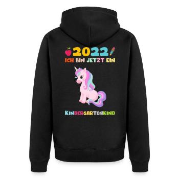 2022 Kindergartenkind Einhorn Kita Mädchen Kinder - Unisex Premium Bio Zip Hoodie - Schwarz - Hinten - Nico (187cm)