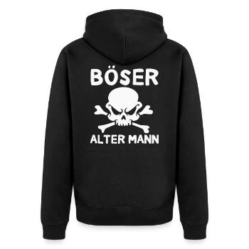 Böser Alter Mann Totenkopf Sarkasmus Rentner - Unisex Premium Bio Zip Hoodie - Schwarz - Hinten - Nico (187cm)