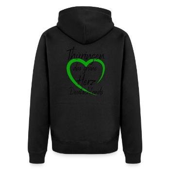 Thüringen -Thüringen das grüne Herz Deutschlands - Unisex Premium Bio Zip Hoodie - Schwarz - Hinten - Nico (187cm)