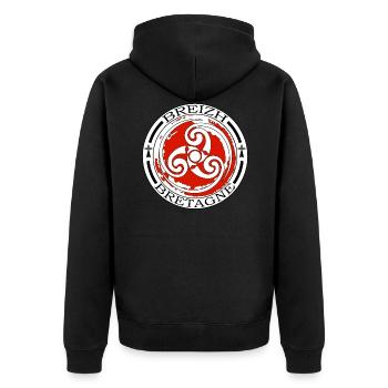 Brittany - Breizh - Unisex Premium Organic Zip Hoodie - black - Back - Nico (187cm)