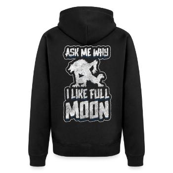 Pleine Lune Monstre Peur - Veste à capuche bio Premium Unisexe - noir - Dos - Nico (187cm)