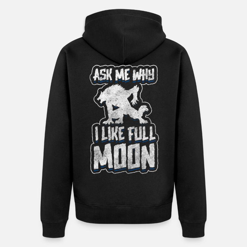 Pleine Lune Monstre Peur - Veste à capuche bio Premium Unisexe - noir