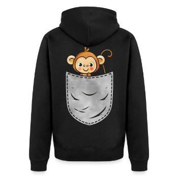 Pocket Monkey Animal In Your Pocket Monkey - Unisex Premium Bio Zip Hoodie - Schwarz - Hinten - Nico (187cm)
