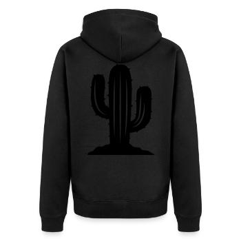 Cactus symbol - Unisex Premium Organic Zip Hoodie - black - Back - Nico (187cm)