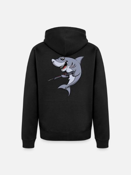 Shark Harpoon - Unisex Premium Organic Zip Hoodie - black