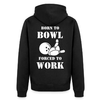 Bowling Bowlingkugel Bowlingbahn Bowlingspieler - Unisex Premium Bio Zip Hoodie - Schwarz - Hinten - Nico (187cm)
