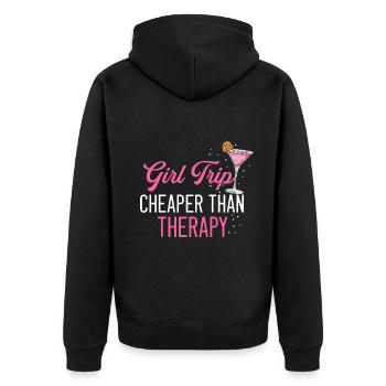 Girls' trip Cheaper than a therapy Sommerurla - Unisex Premium Organic Zip Hoodie - black - Back - Nico (187cm)