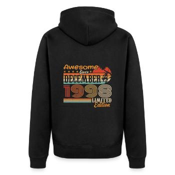 Retro Vintage légendaire anniversaire décembre 1998 - Veste à capuche bio Premium Unisexe - noir - Dos - Nico (187cm)