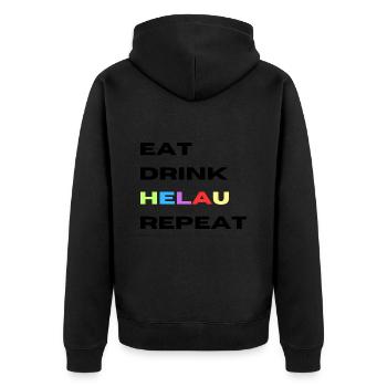 Drink | Helau | Fasching | Lustig | Karneval - Unisex Premium Bio Zip Hoodie - Schwarz - Hinten - Nico (187cm)