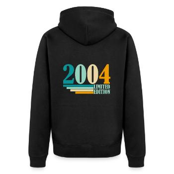 limited edition 2004 18 Geburtstag - Unisex Premium Bio Zip Hoodie - Schwarz - Hinten - Nico (187cm)