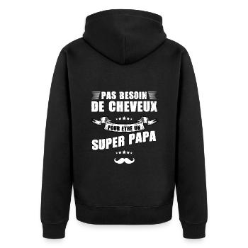 Super papa Pas besoin de Cheveux - Veste à capuche bio Premium Unisexe - noir - Dos - Nico (187cm)