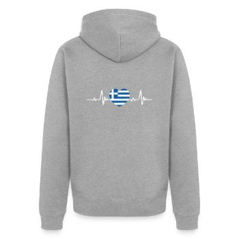 Grèce Drapeau Rétro - Veste à capuche bio Premium Unisexe - gris chiné - Dos - Nico (187cm)