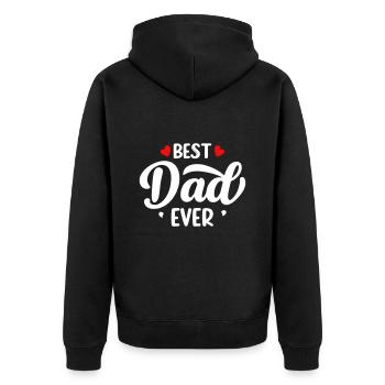 Bester Papa aller Zeiten - Unisex Premium Bio Zip Hoodie - Schwarz - Hinten - Nico (187cm)