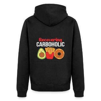 Keto Diät - Unisex Premium Bio Zip Hoodie - Schwarz - Hinten - Nico (187cm)
