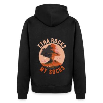 Etna Saying Funny Volcano Sicily - Unisex Premium Organic Zip Hoodie - black - Back - Nico (187cm)