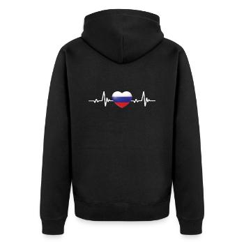 Russland Herz Russische Flagge - Unisex Premium Bio Zip Hoodie - Schwarz - Hinten - Nico (187cm)