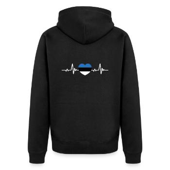 Estonia Herz Estland Estnische Flagge - Unisex Premium Bio Zip Hoodie - Schwarz - Hinten - Nico (187cm)