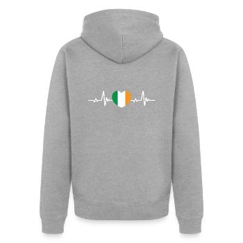 Irische Flagge Herz Irland - Unisex Premium Bio Zip Hoodie - Grau meliert - Hinten - Nico (187cm)