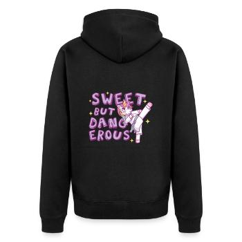 Douce mais dangereuse Licorne de Karaté - Veste à capuche bio Premium Unisexe - noir - Dos - Nico (187cm)