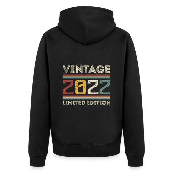 Vintage 2022 Vintage Rétro Cadeau d’anniversaire - Veste à capuche bio Premium Unisexe - noir - Dos - Nico (187cm)