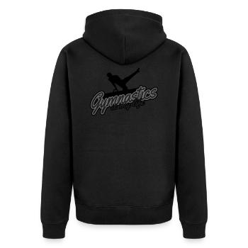 Turnen- Gymnastics is my life Turner Design - Unisex Premium Bio Zip Hoodie - Schwarz - Hinten - Nico (187cm)