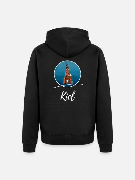 Leuchtturm Kiel Holtenau - Unisex Premium Bio Zip Hoodie - Schwarz