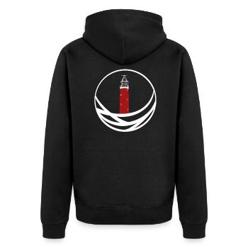 Leuchtturm Texel Holland - Unisex Premium Bio Zip Hoodie - Schwarz - Hinten - Nico (187cm)