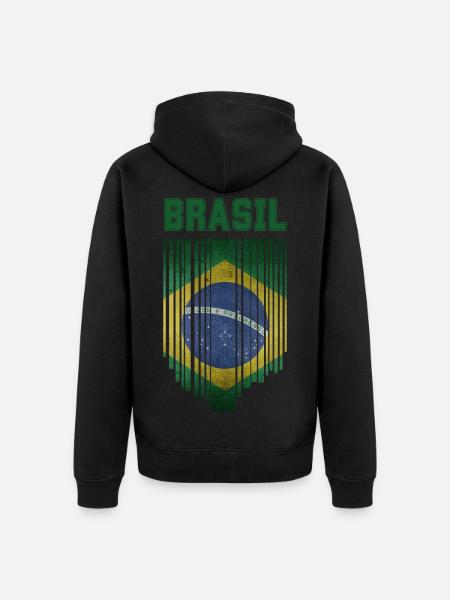 Brazilian flag, Brazilian pride - Unisex Premium Organic Zip Hoodie - black