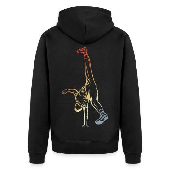 B-Boy Vintage Look - Unisex Premium Organic Zip Hoodie - black - Back - Nico (187cm)