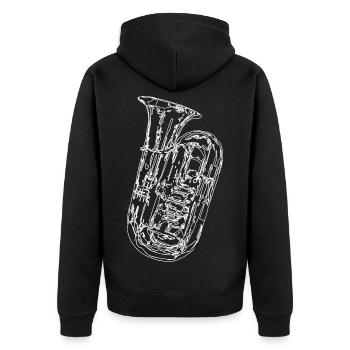 Croquis d’instrument de tuba - Veste à capuche bio Premium Unisexe - noir - Dos - Nico (187cm)