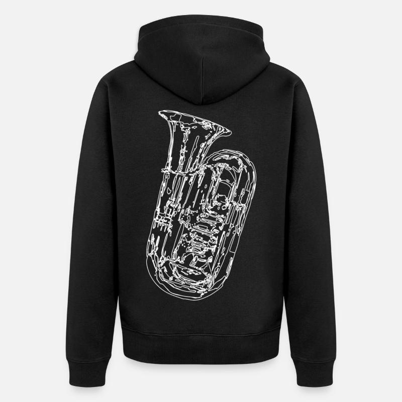 Croquis d’instrument de tuba - Veste à capuche bio Premium Unisexe - noir
