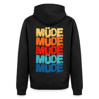 Tired Tired Sleep Relax Chill Funny Saying - Unisex Premium Organic Zip Hoodie - black - Back - Nico (187cm)