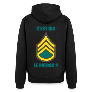Who's the ? - Unisex Premium Organic Zip Hoodie - black - Back - Nico (187cm)