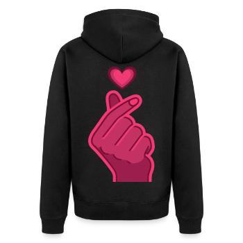 Kpop Finger Herz Koreanischer Pop Süße Liebe Korea Musik - Unisex Premium Bio Zip Hoodie - Schwarz - Hinten - Nico (187cm)