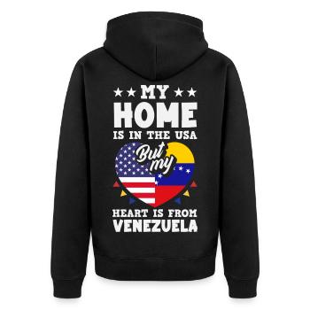 Venezuela Flagge Stolz & Heimat Venezuela - Unisex Premium Bio Zip Hoodie - Schwarz - Hinten - Nico (187cm)