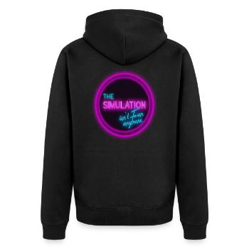The simulation isn‘t fun anymore. - Unisex Premium Bio Zip Hoodie - Schwarz - Hinten - Nico (187cm)