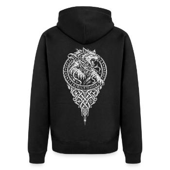 Der gebundene Wolf – Fessel aus sechs Dingen - Unisex Premium Bio Zip Hoodie - Schwarz - Hinten - Nico (187cm)