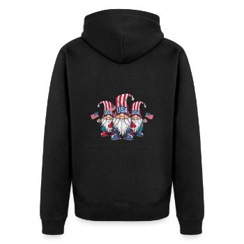Gnomes patriotiques américains avec drapeau américain - Veste à capuche bio Premium Unisexe - noir - Dos - Nico (187cm)